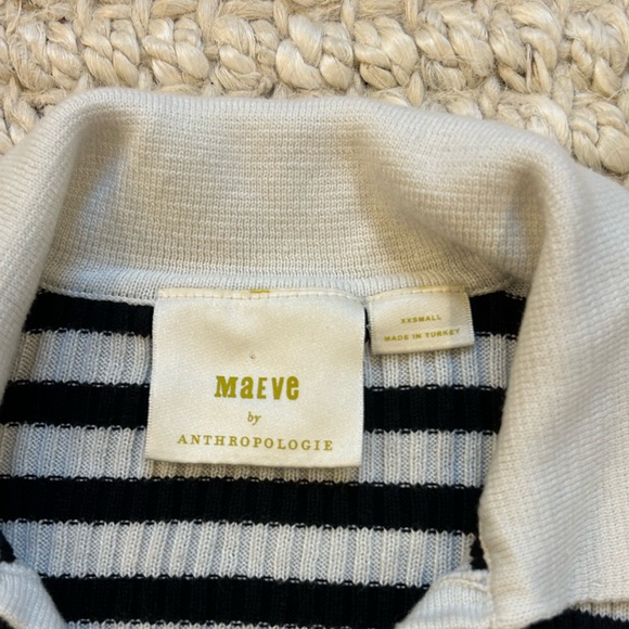 Anthropologie Maeve Striped Bell Sleeve Arlowe Polo Sweater size XXS - Picture 3 of 5